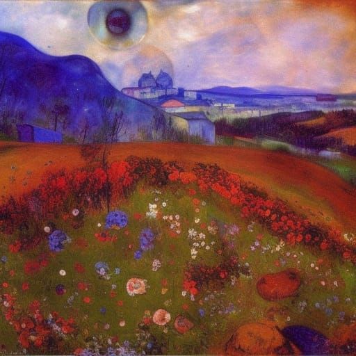 Evocative Landscape in Impressionistic Surreal Style