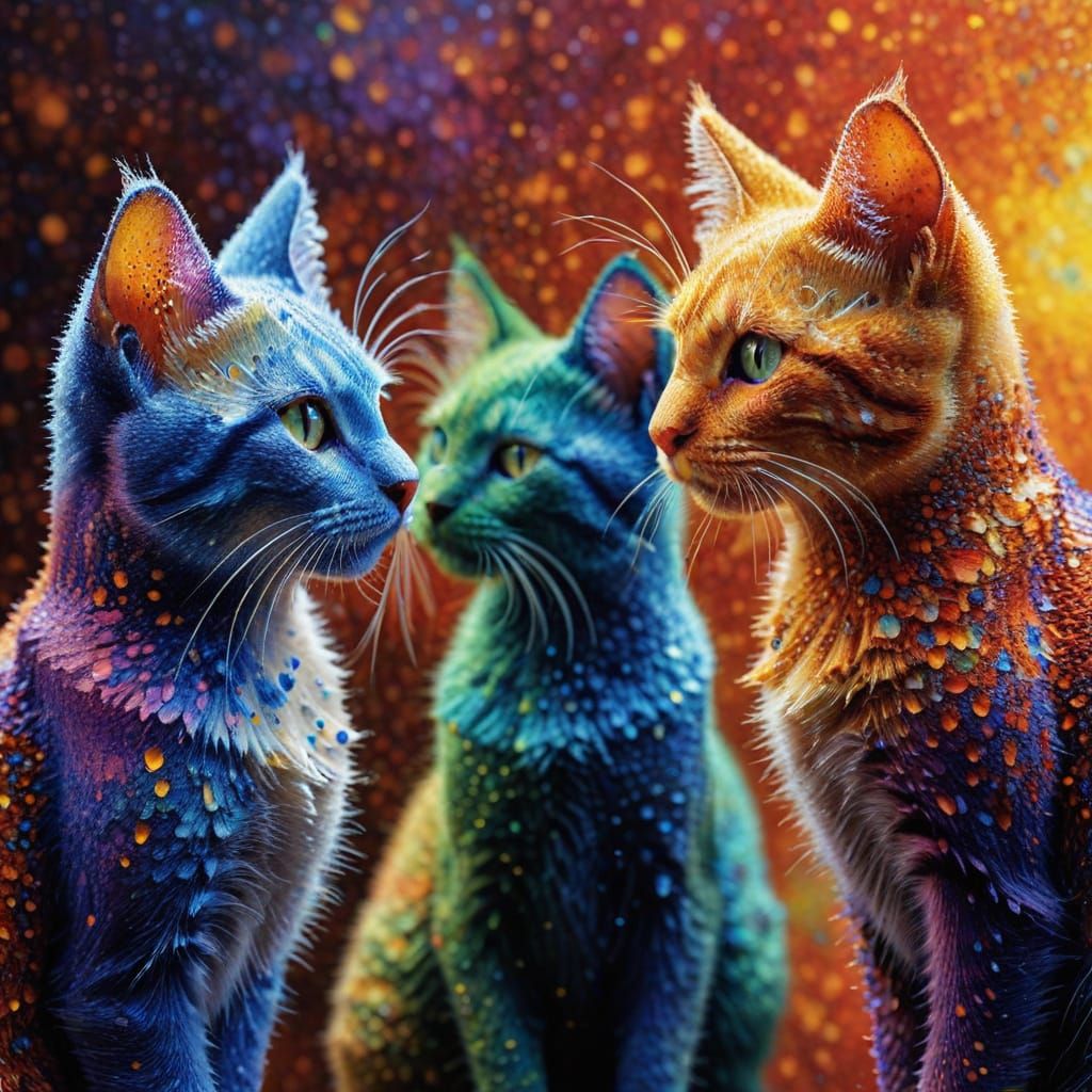 Pointillist Kittens: Macro Photo in Seurat Style