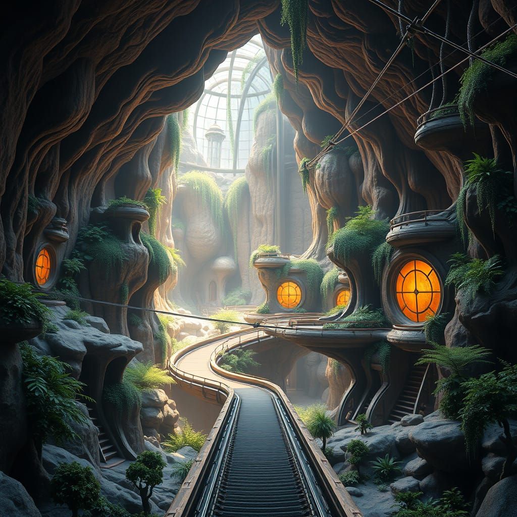 Subterranean Futuristic Hideout in a Sci-Fi Landscape
