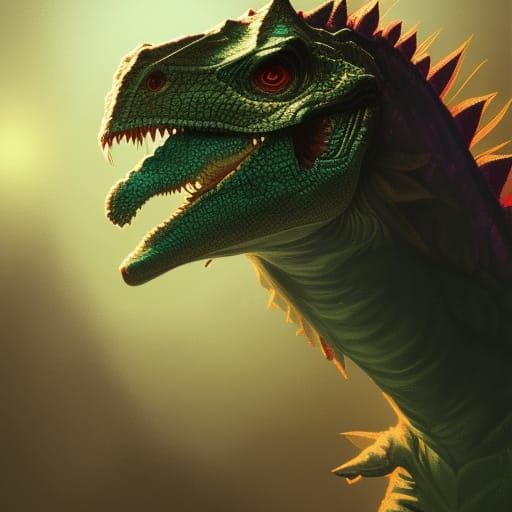 Marijuana Dinosaur Portrait in Detailed Splash Art