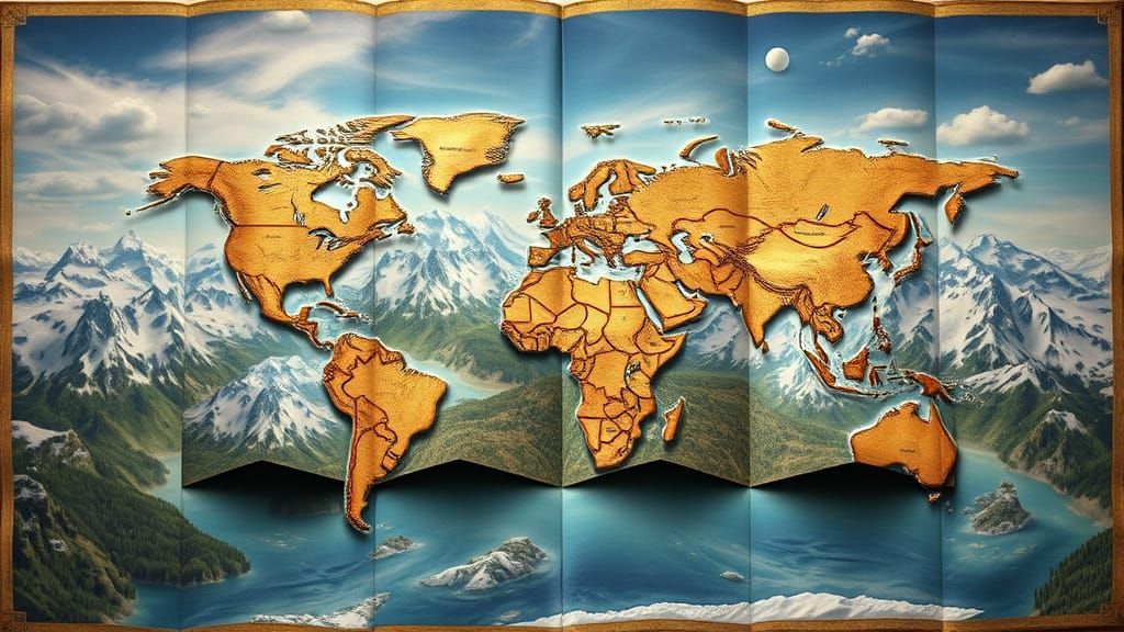 Detailed Ancient World Map in Earthy Tones