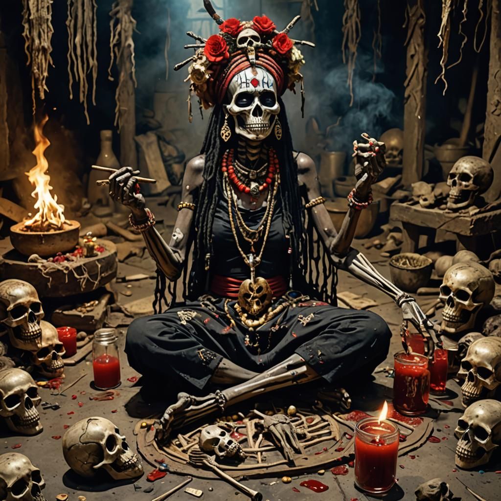 Demonic Voodoo Priestess Summons Spirits in Glitchcore Horro...