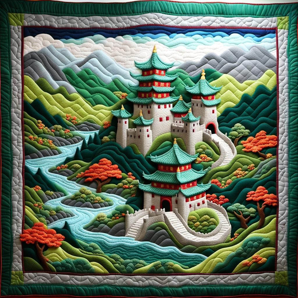 Quilted castle scene