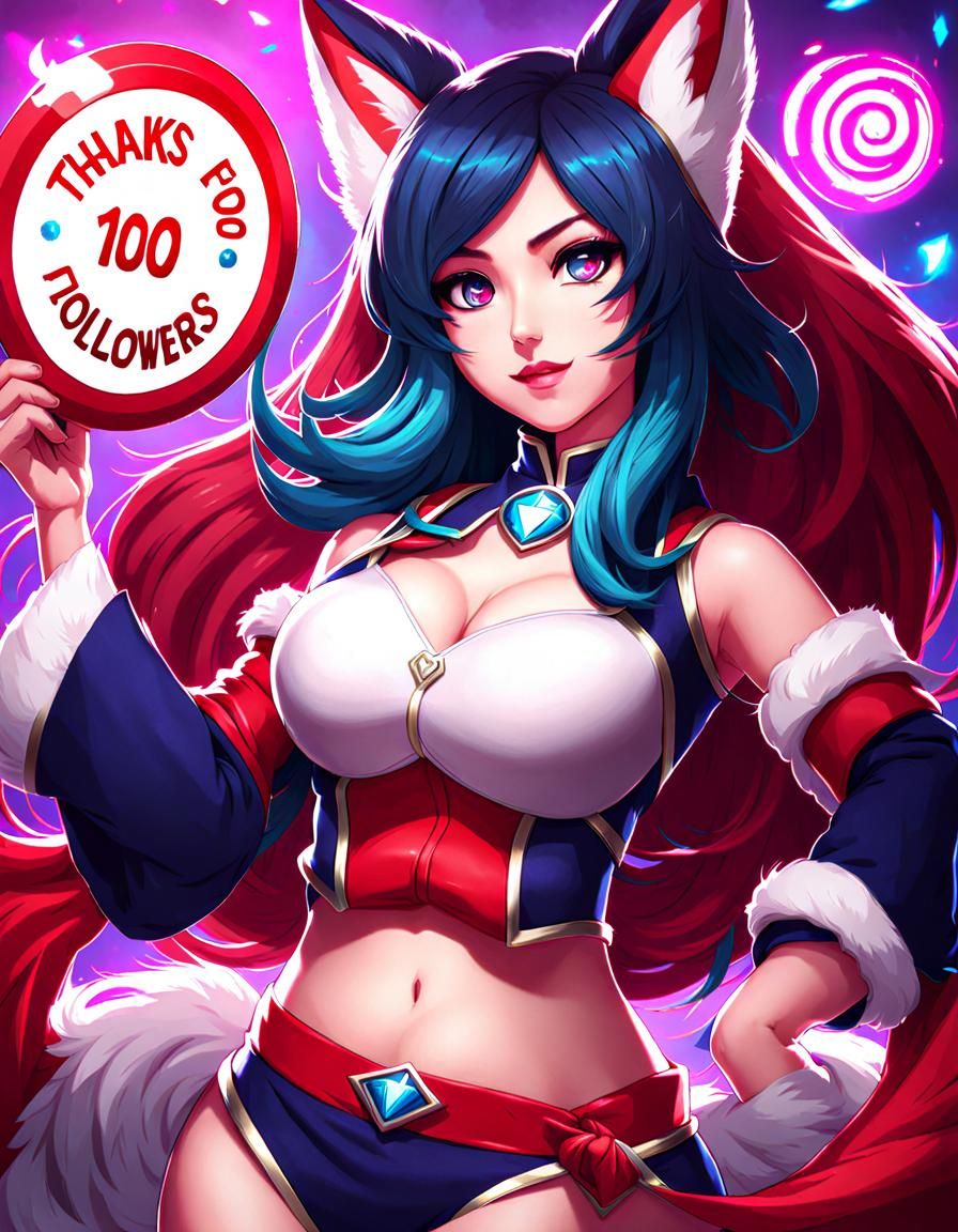 Ahri Celebrates 100 Followers with Thank You Sign