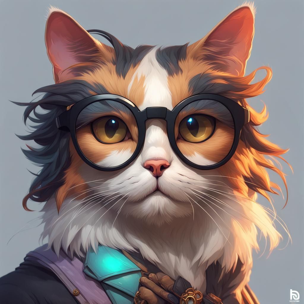 Calico Cat-Human Portrait in Hyperdetailed Style