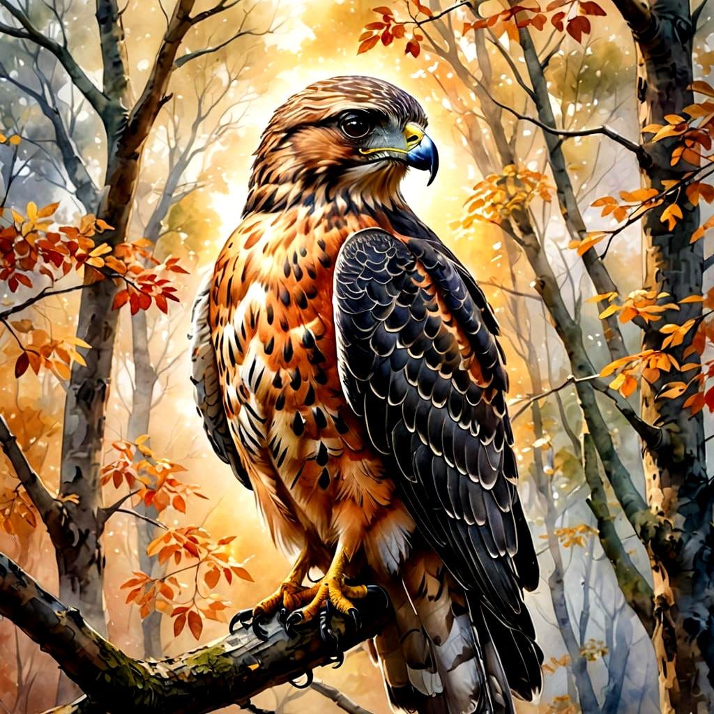 Red-Shouldered Hawk Soaring with the Wind