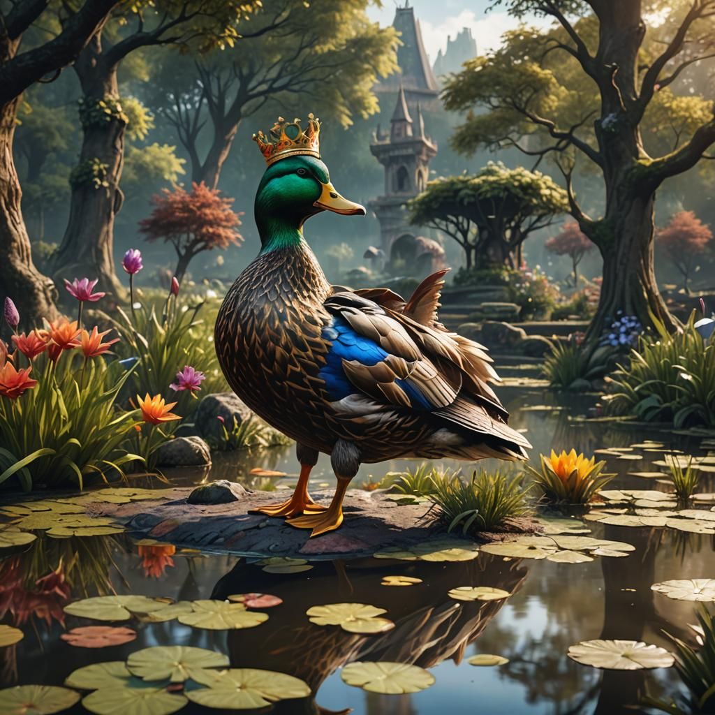 Duck King at Pond: Detailed Matte Painting