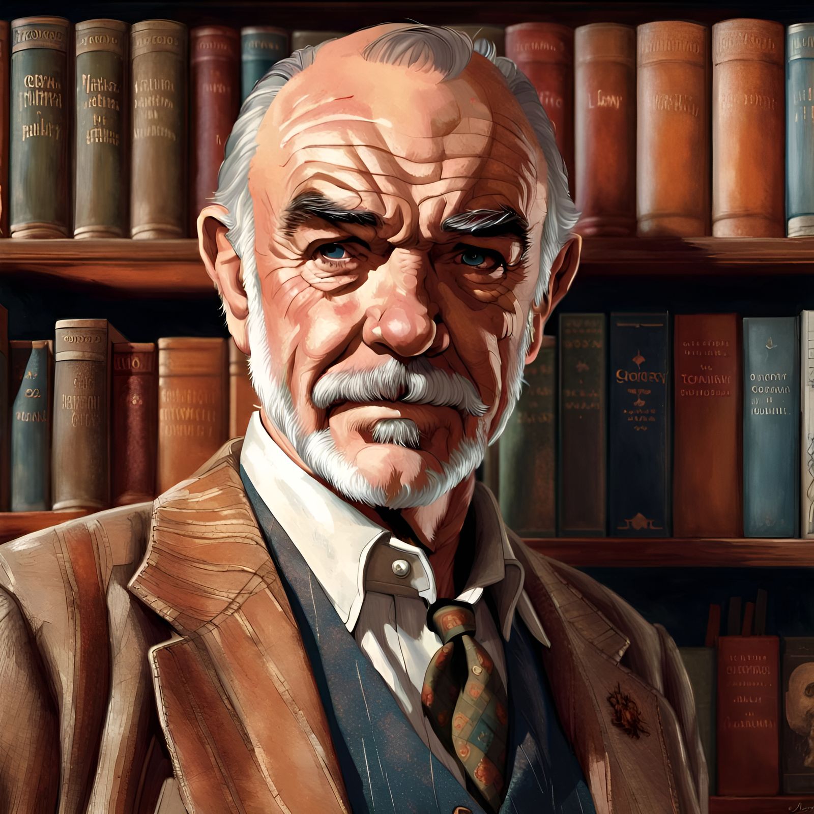Sean Connery Portrait in Digital Illustration Style