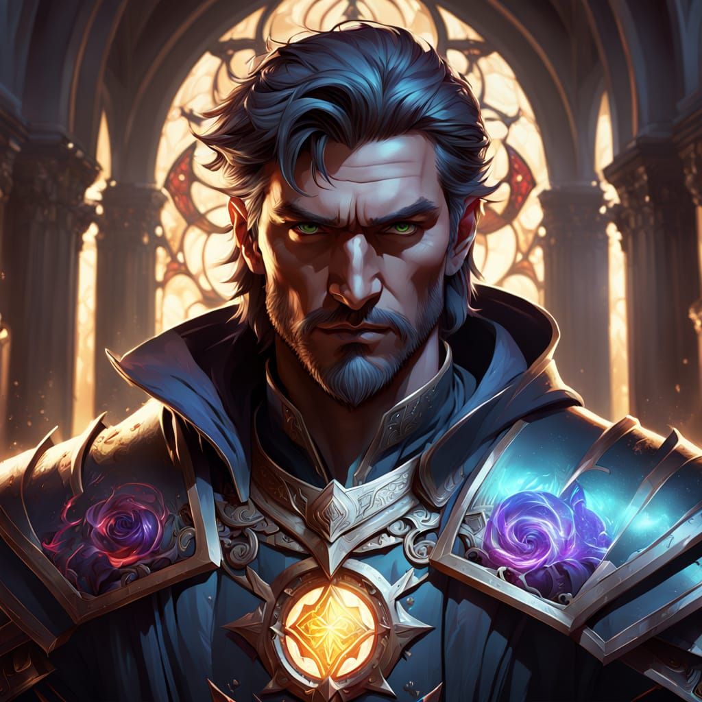 Unholy Paladin Concept Art Portrait with Dynamic Lighting