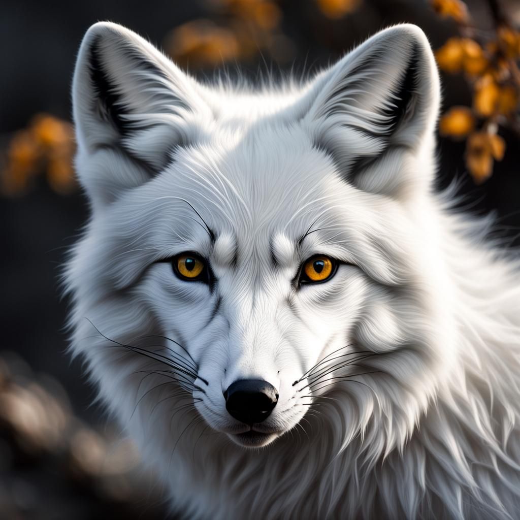 Hyperrealistic White Fox Portrait in Cinematic Style