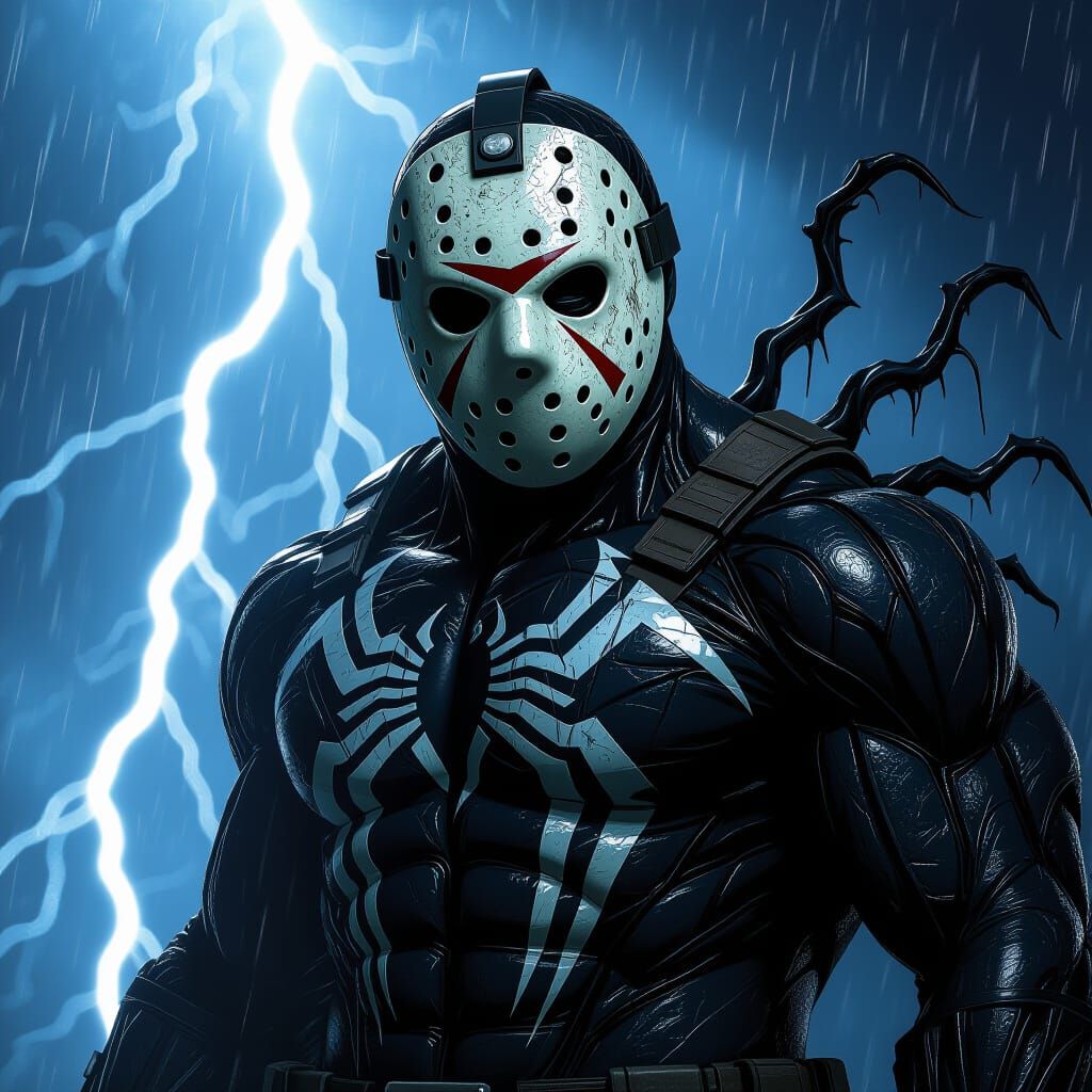 Jason Voorhees Venom Fusion in Dark Fantasy Concept Art