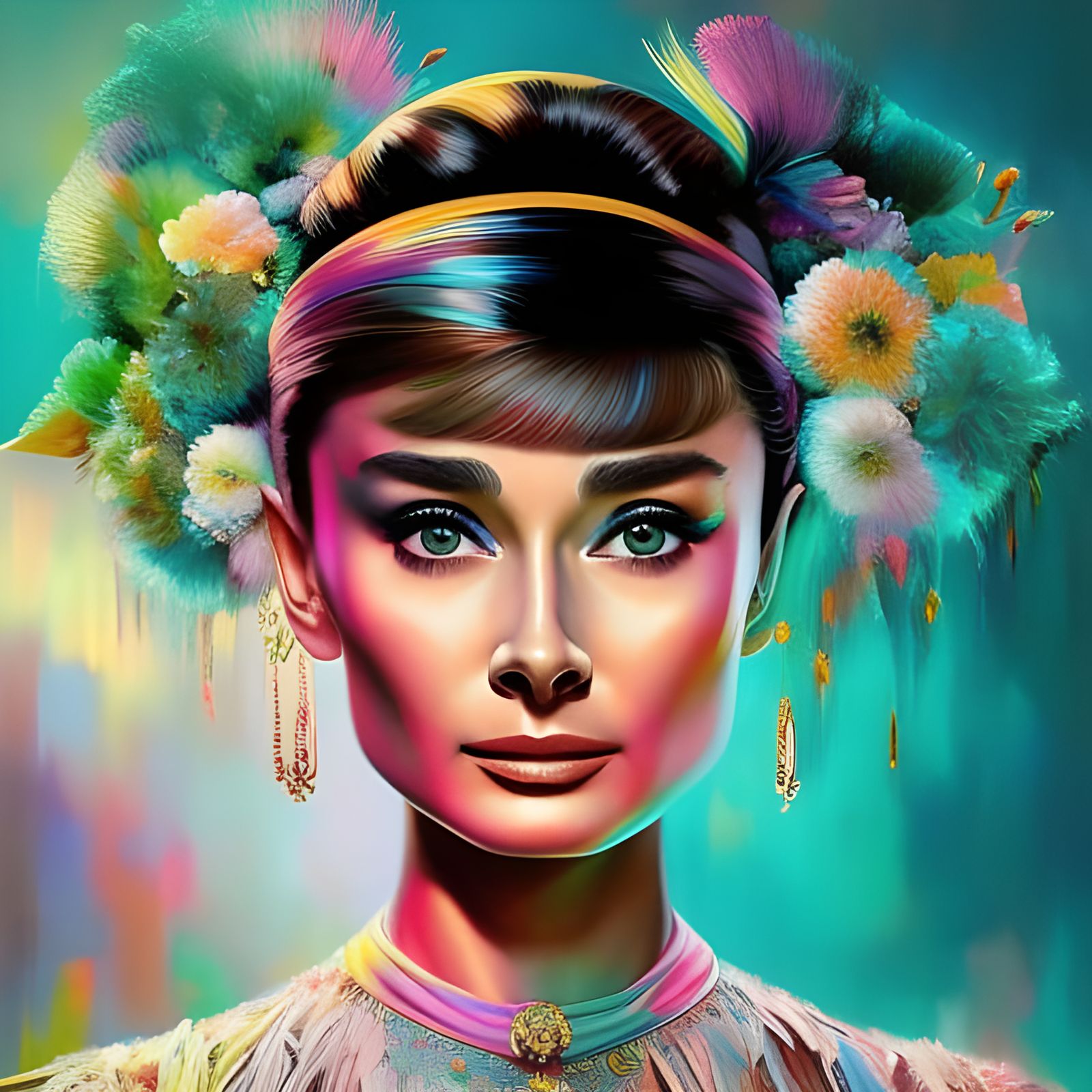 Hyperdetailed Portrait of Audrey Hepburn in Astral Style