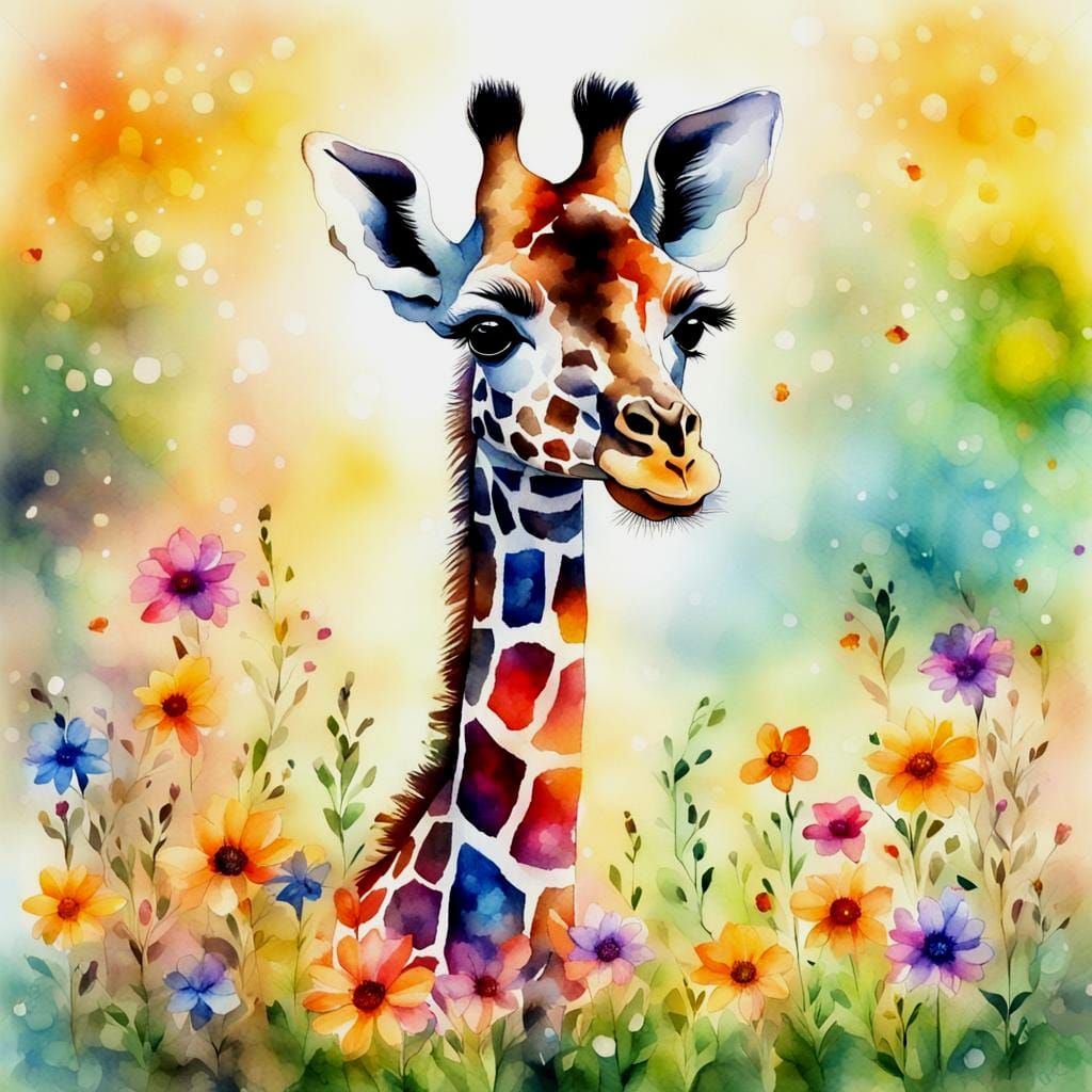 Watercolor Baby Giraffe