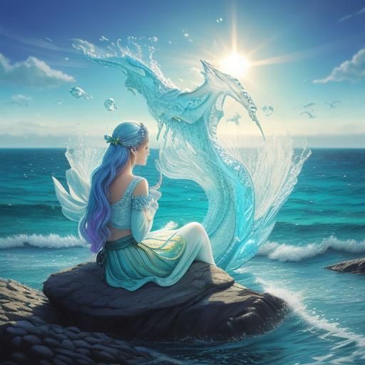 Majestic Phocock on Rocky Shore in Pastel Colors