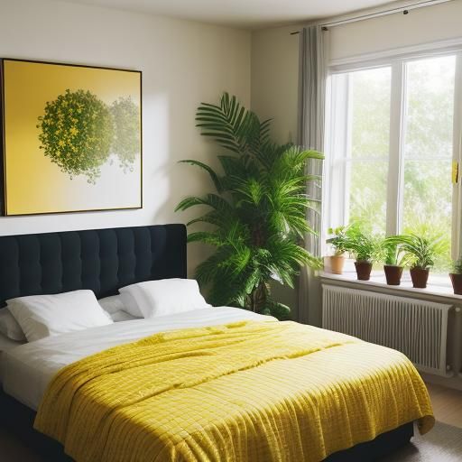 Yellow Bedroom Oasis with Natural Lighting