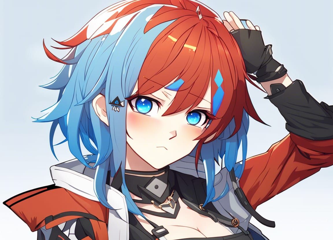 Anime Girl in Genshin Impact Style with Punk Outfit