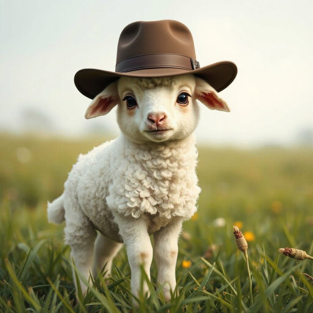 Lamb Wearing a Hat