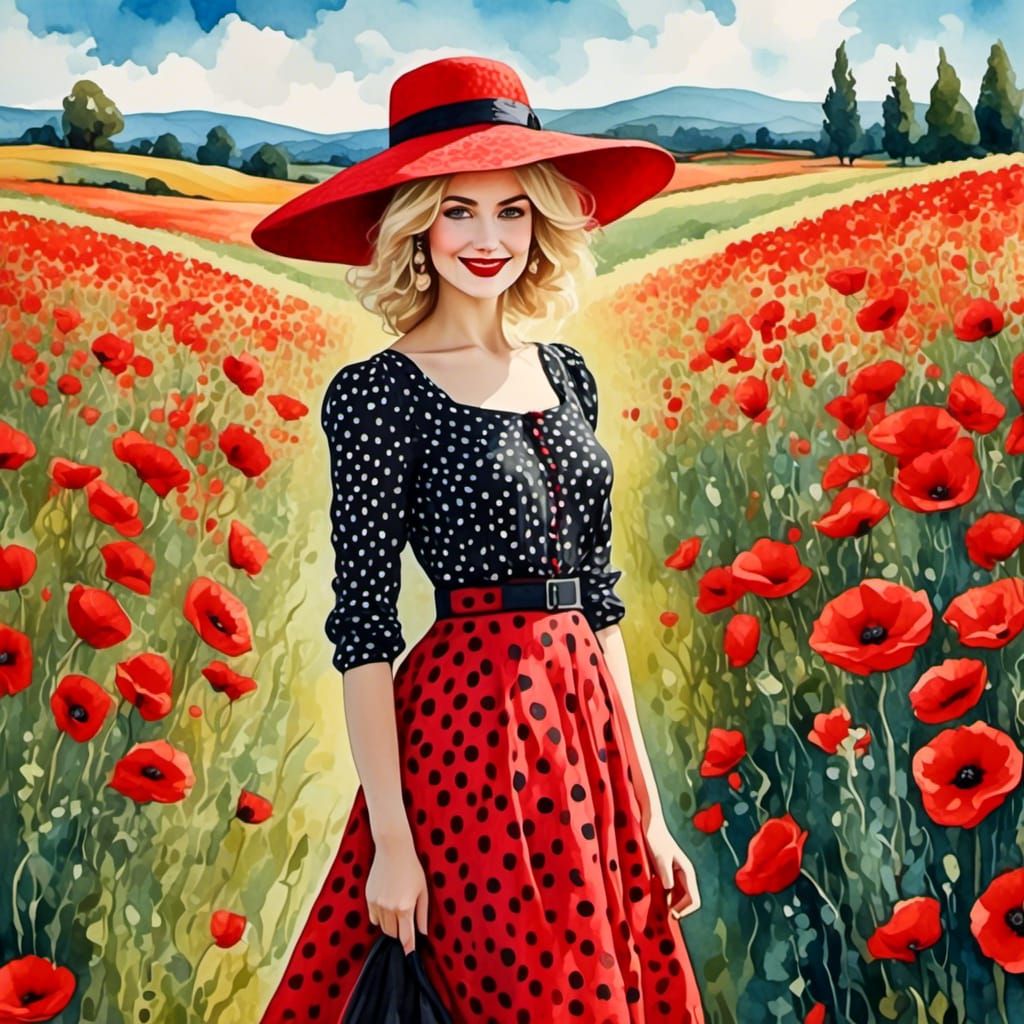 Woman in Poppy Field: Impressionistic Digital Painting