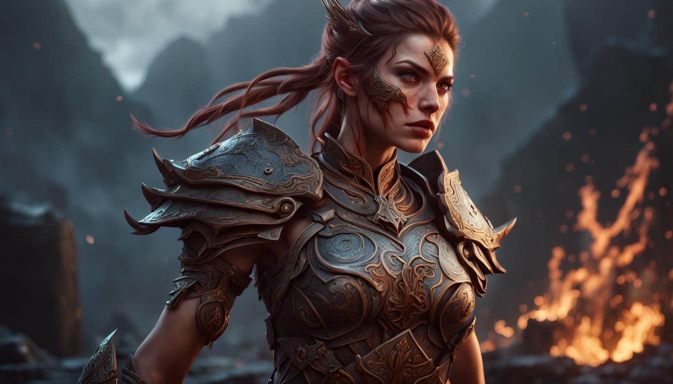 Gorean Warrior: Detailed Matte Painting in 8K