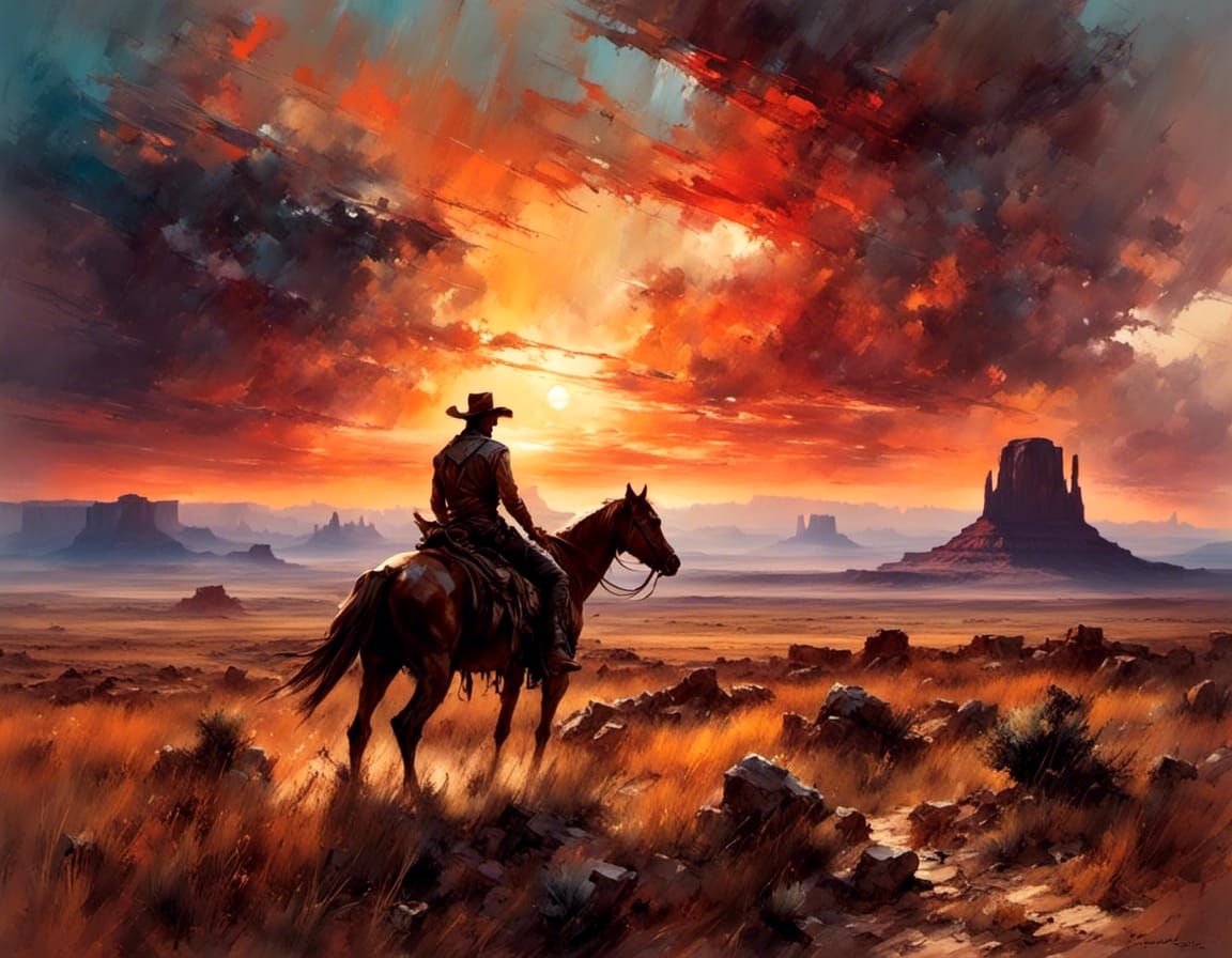 Cowboy Sunset Prairie Vista as Splash Art