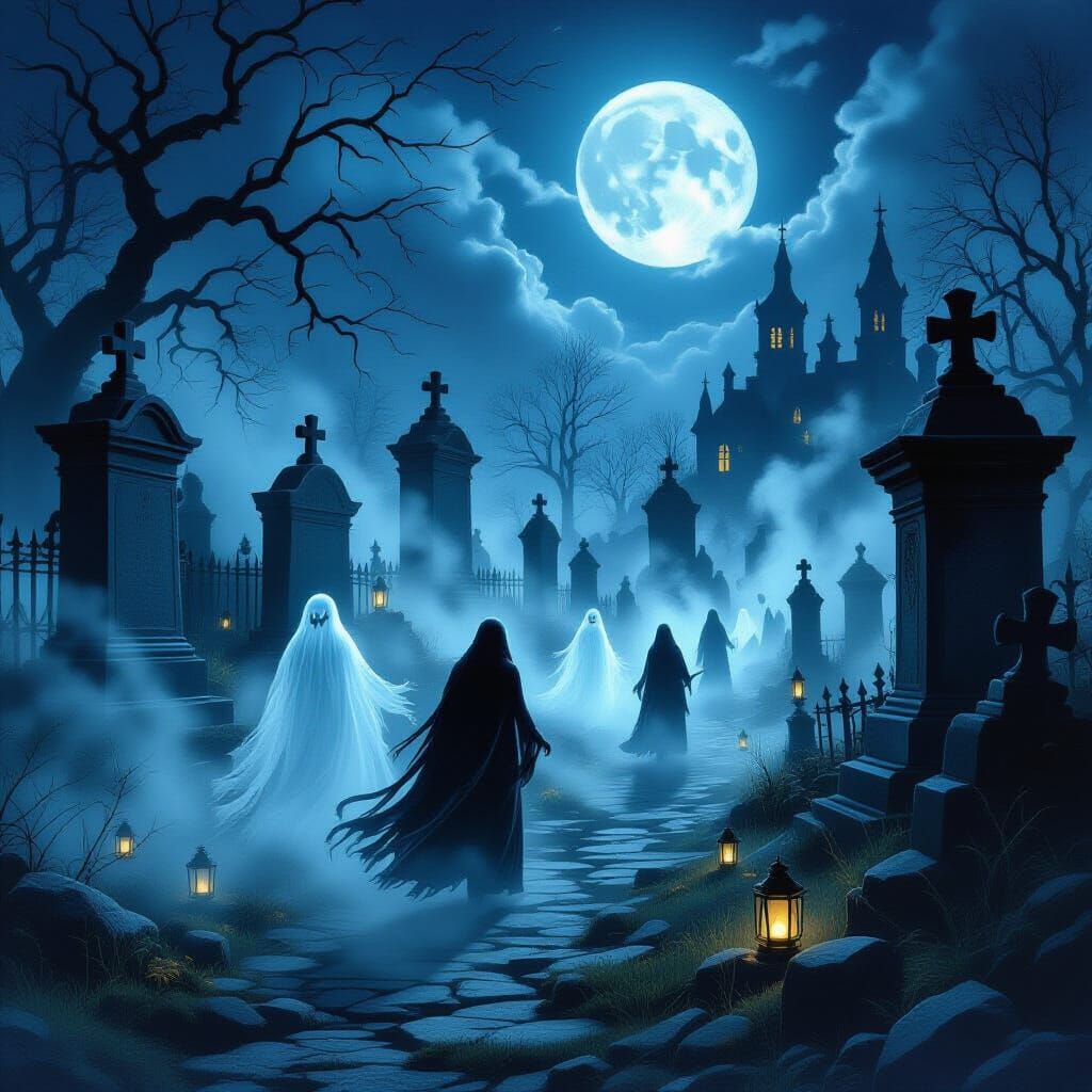 Ethereal Spirits on a Whimsical Haunted Graveyard Vacation