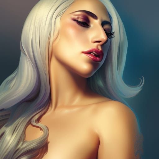 Hyperdetailed Portrait of Lady Gaga in Art Nouveau Style