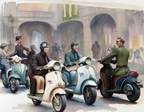 Mods on 1960s scooters