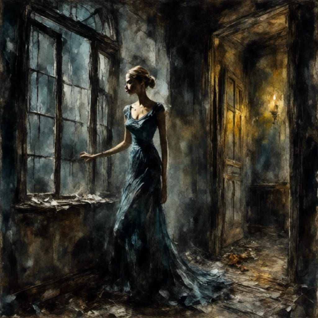 Gothic Surrealism: Figure in a Distressed Room