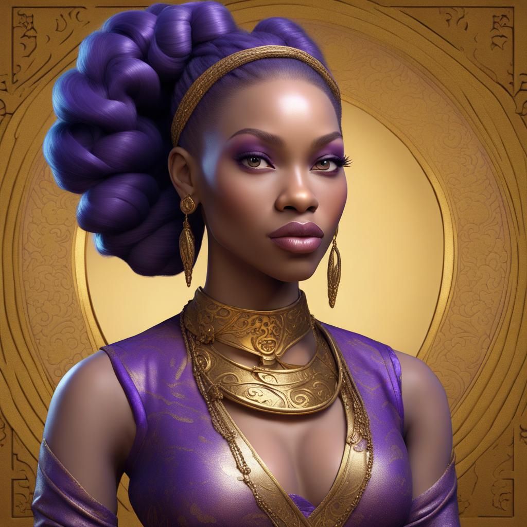 Baroque Portrait of African Woman in Ombré Jumpsuit