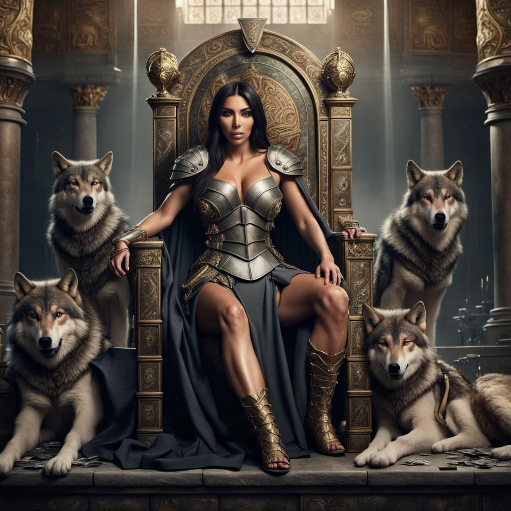 Celebrity as Roman Gladiator on Throne