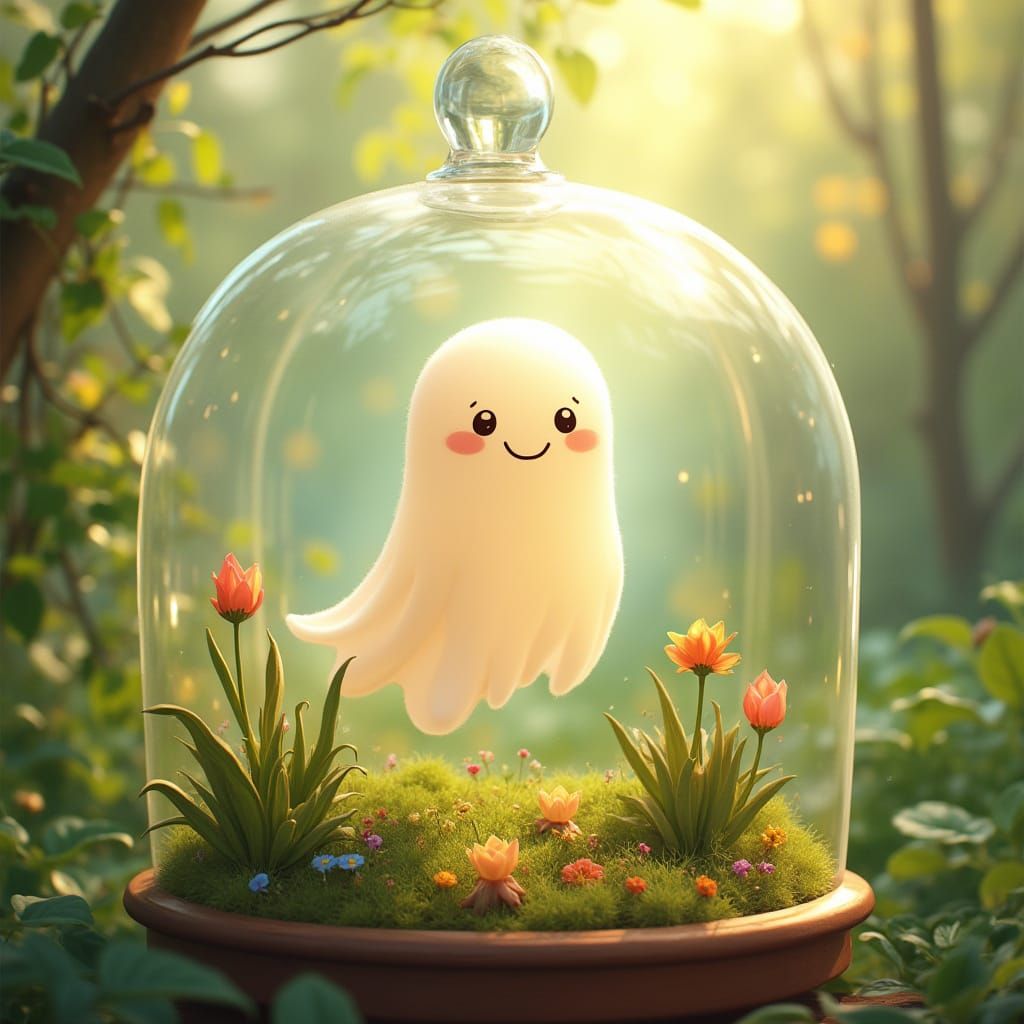 Adorable Ghost Explores Enchanted Glass Garden Room