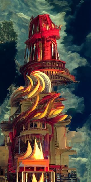 Fiery Art Nouveau Tower Inspired by Edward Hopper