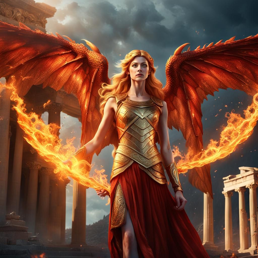 Katherine McNamara as Greek Goddess with Dragon Wings