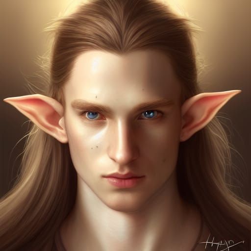 Wounded Tolkien Elf Portrait in Art Nouveau Style