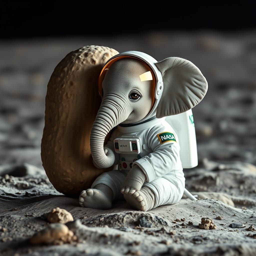 Cosmic Baby Elephant on the Moon