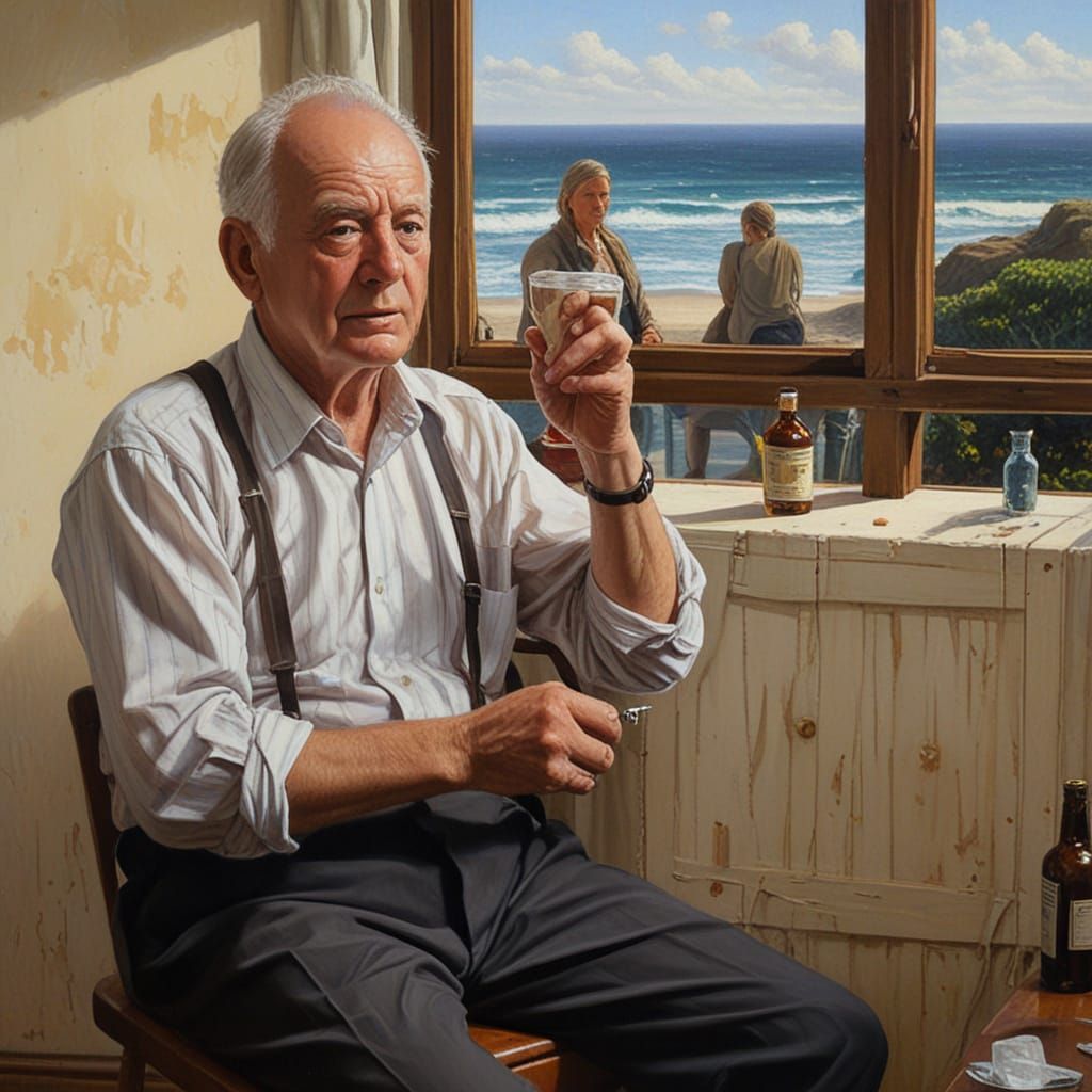 Contemplative Figure in Oil Painting Style