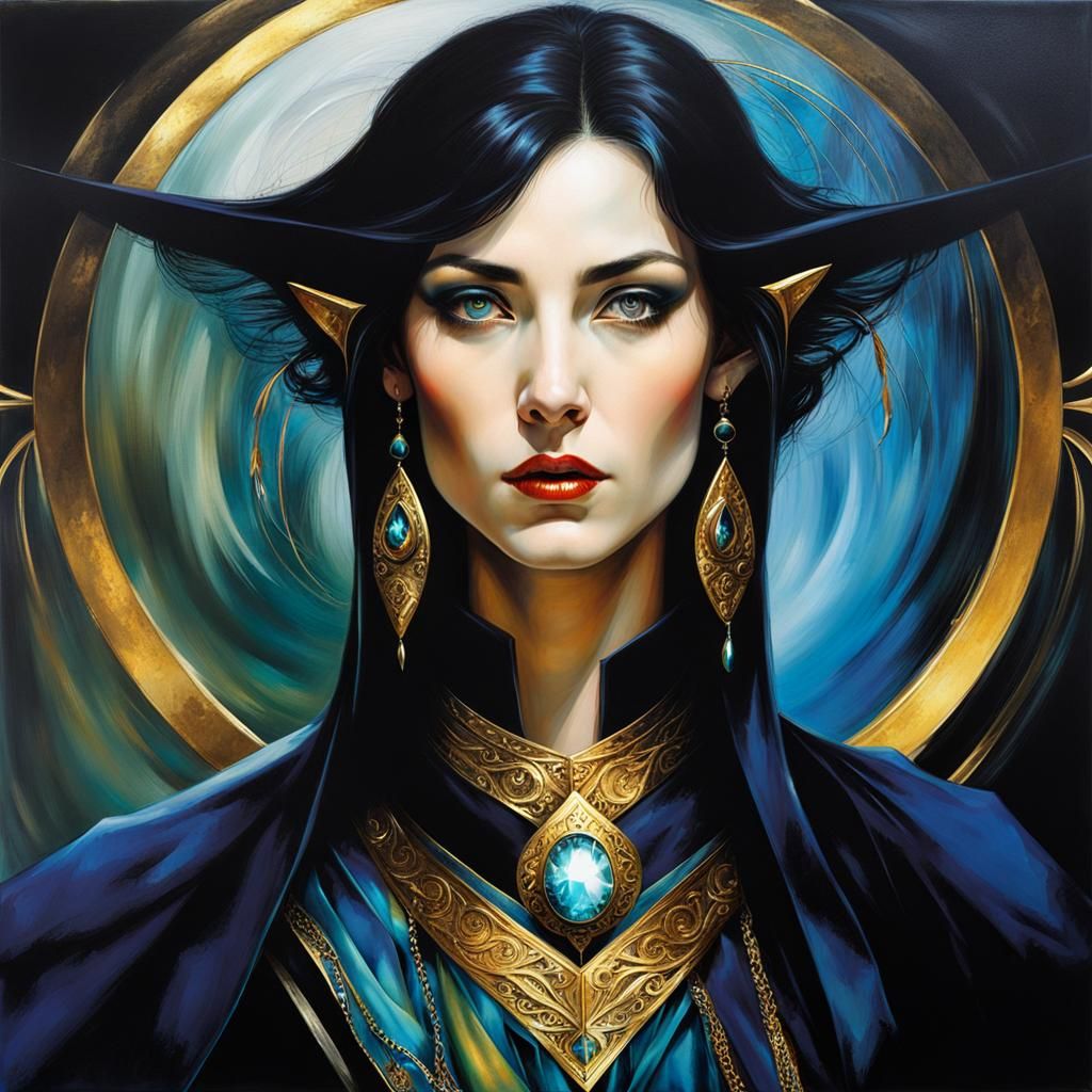Elven Sorceress Portrait in a Hyperrealistic Style
