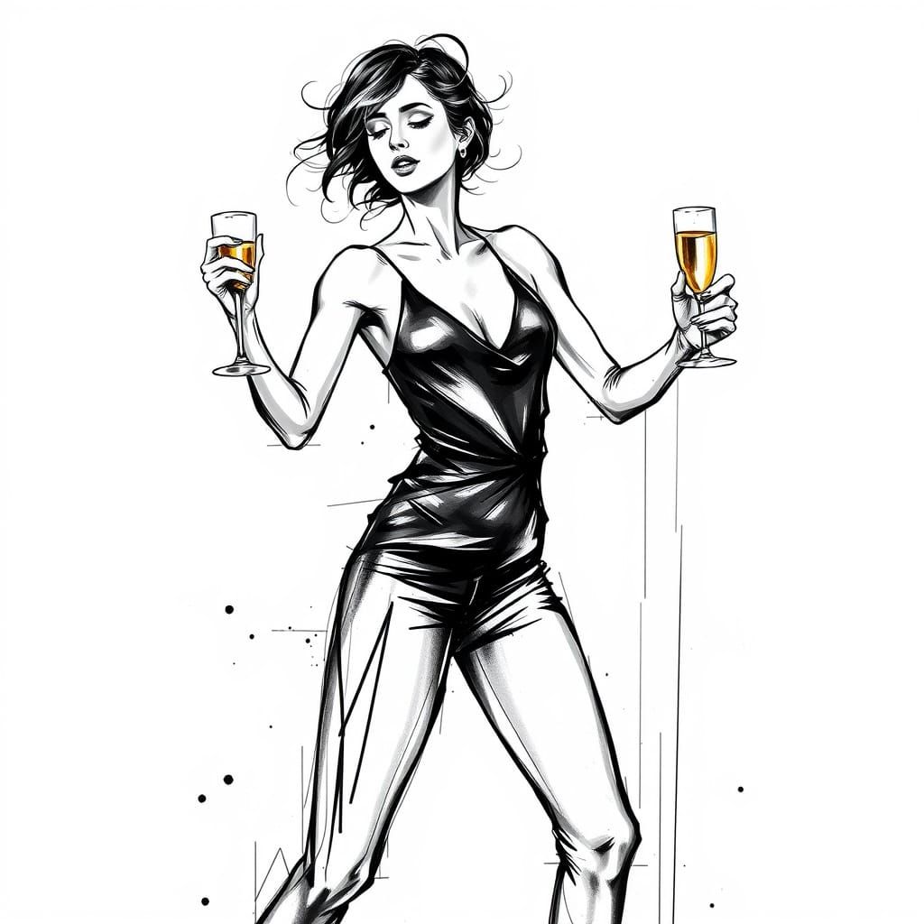 Expressive Jazz Dancer in Bold, Textured Lines