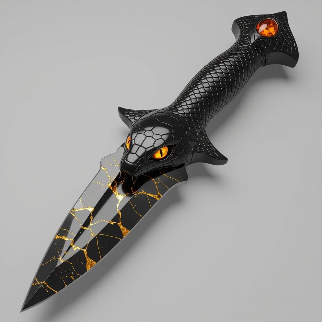 Obsidian Serpent Dagger in Dark Fantasy Style