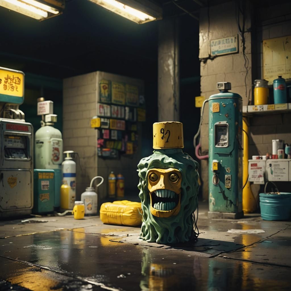 Dark Fantasy Gas Station at Dusk