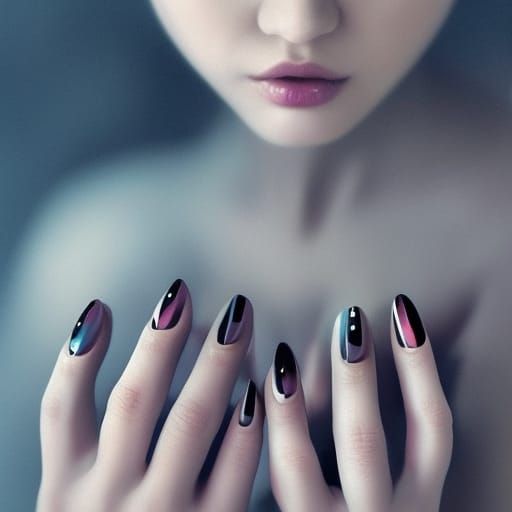 Close-up of Delicate Manicured Hands as Digital Painting