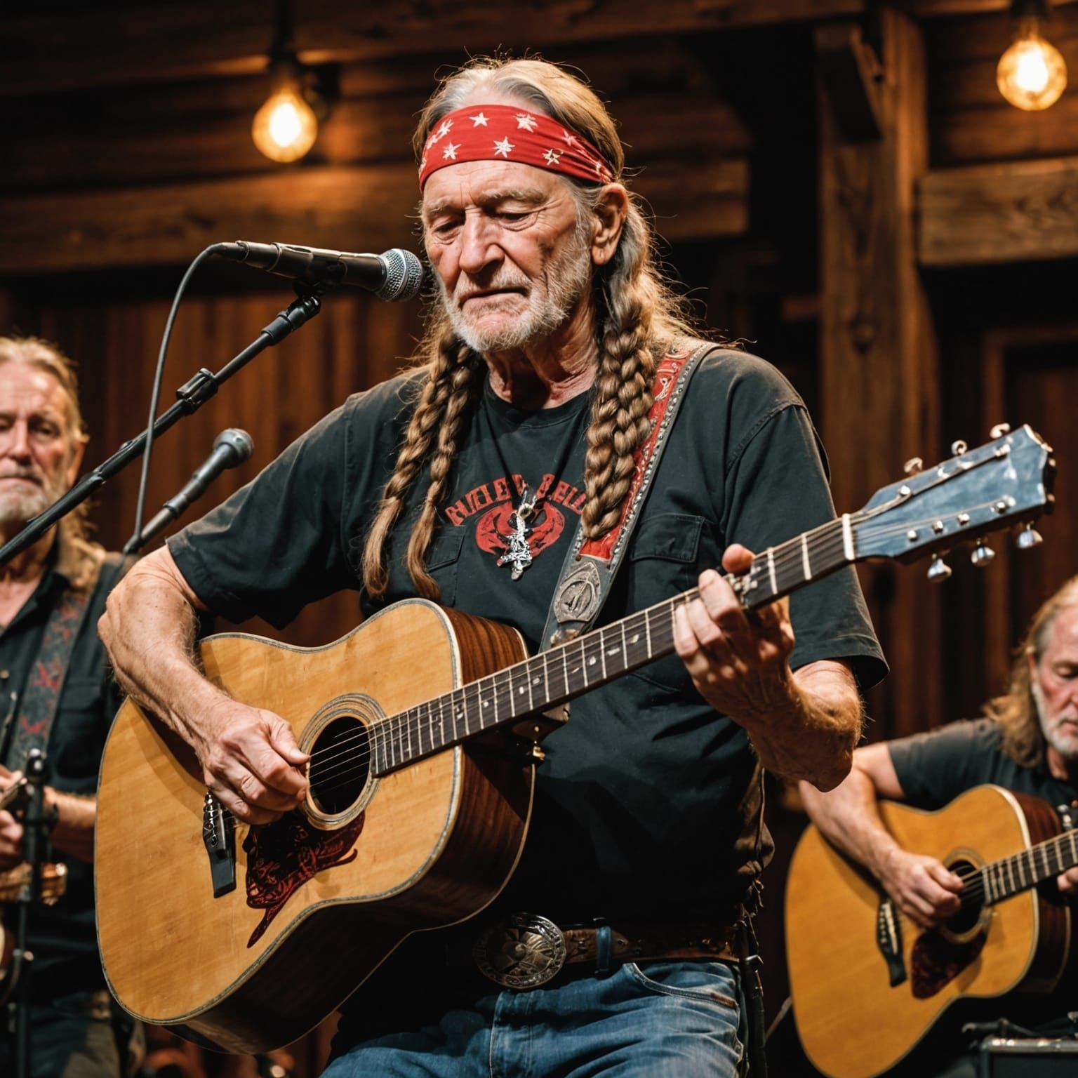 Country Music Legend Willie Nelson Performs in Rustic Biker ...