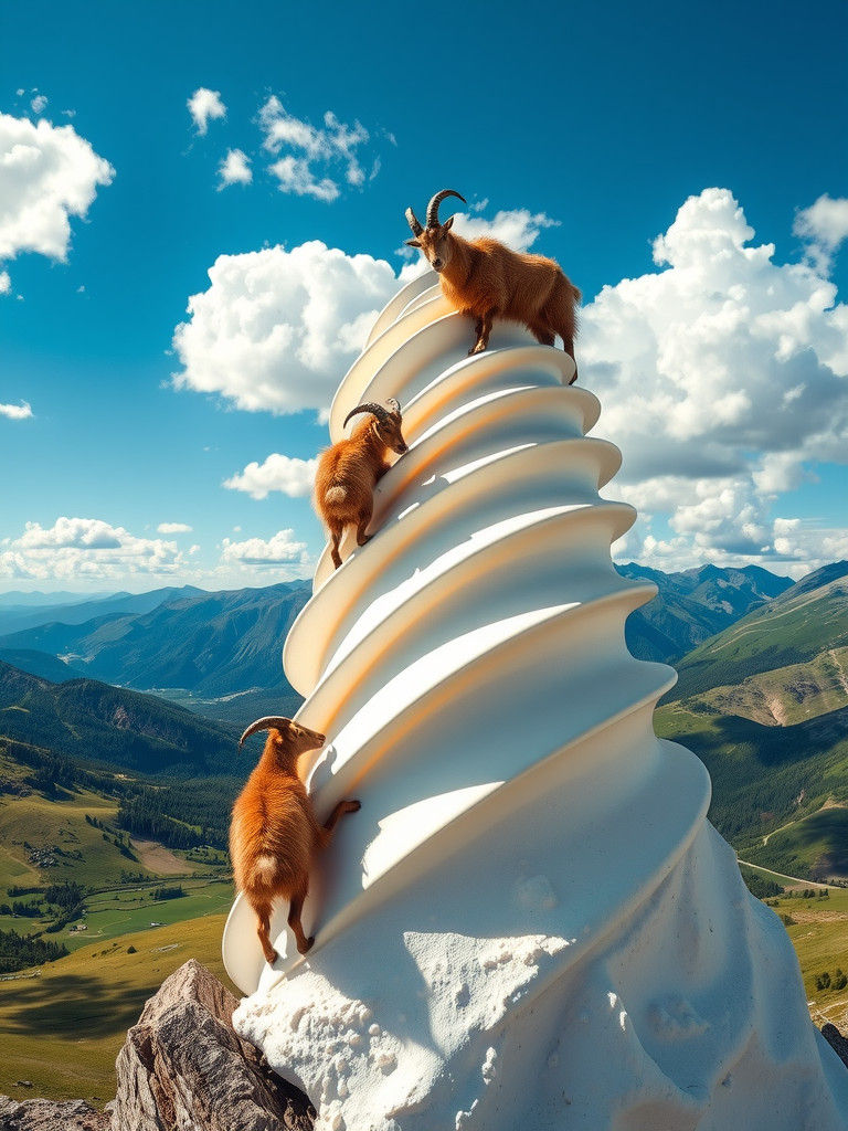 Goats Climb Colossal Ice Cream Cone