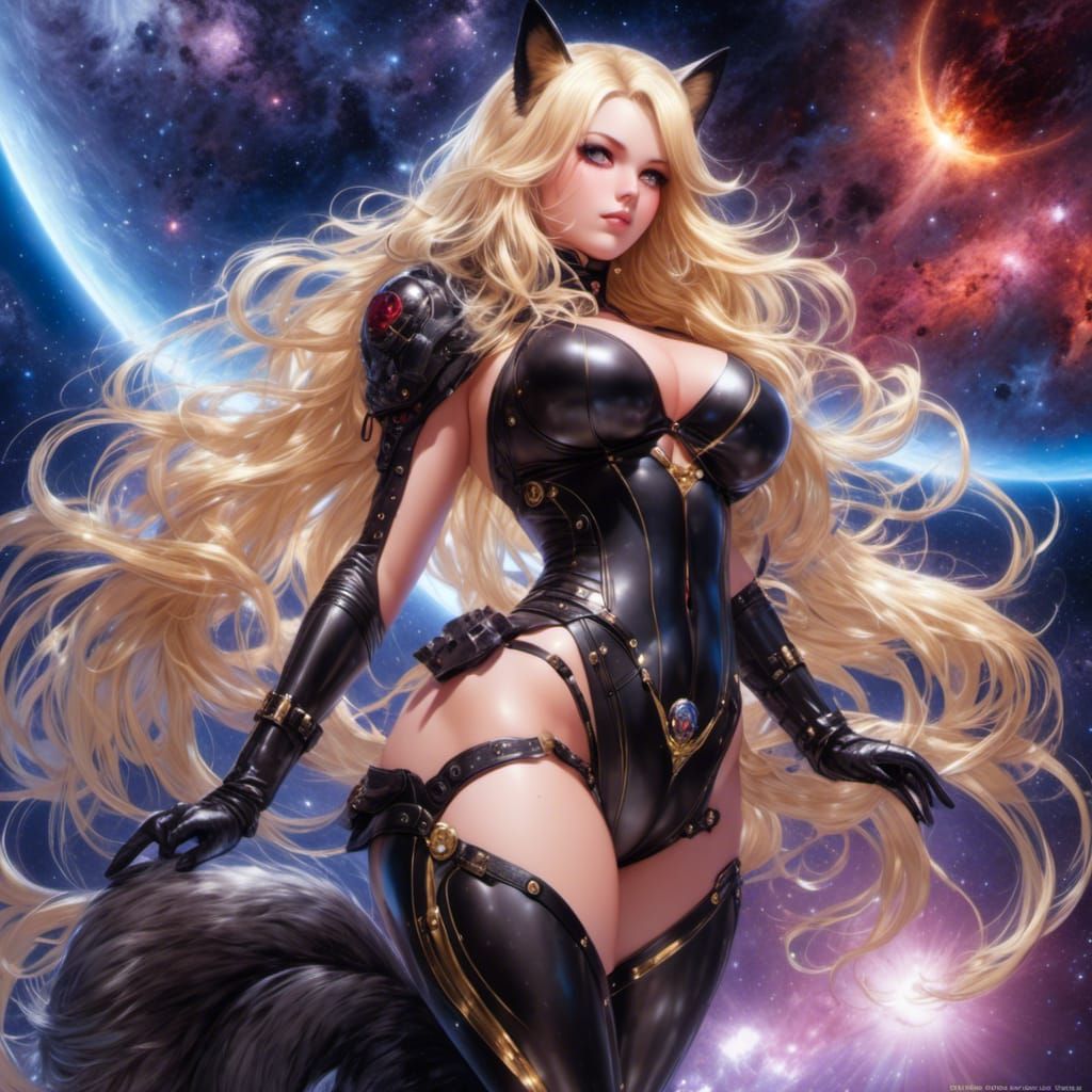 Sapphic Fox Portrait in Nebula