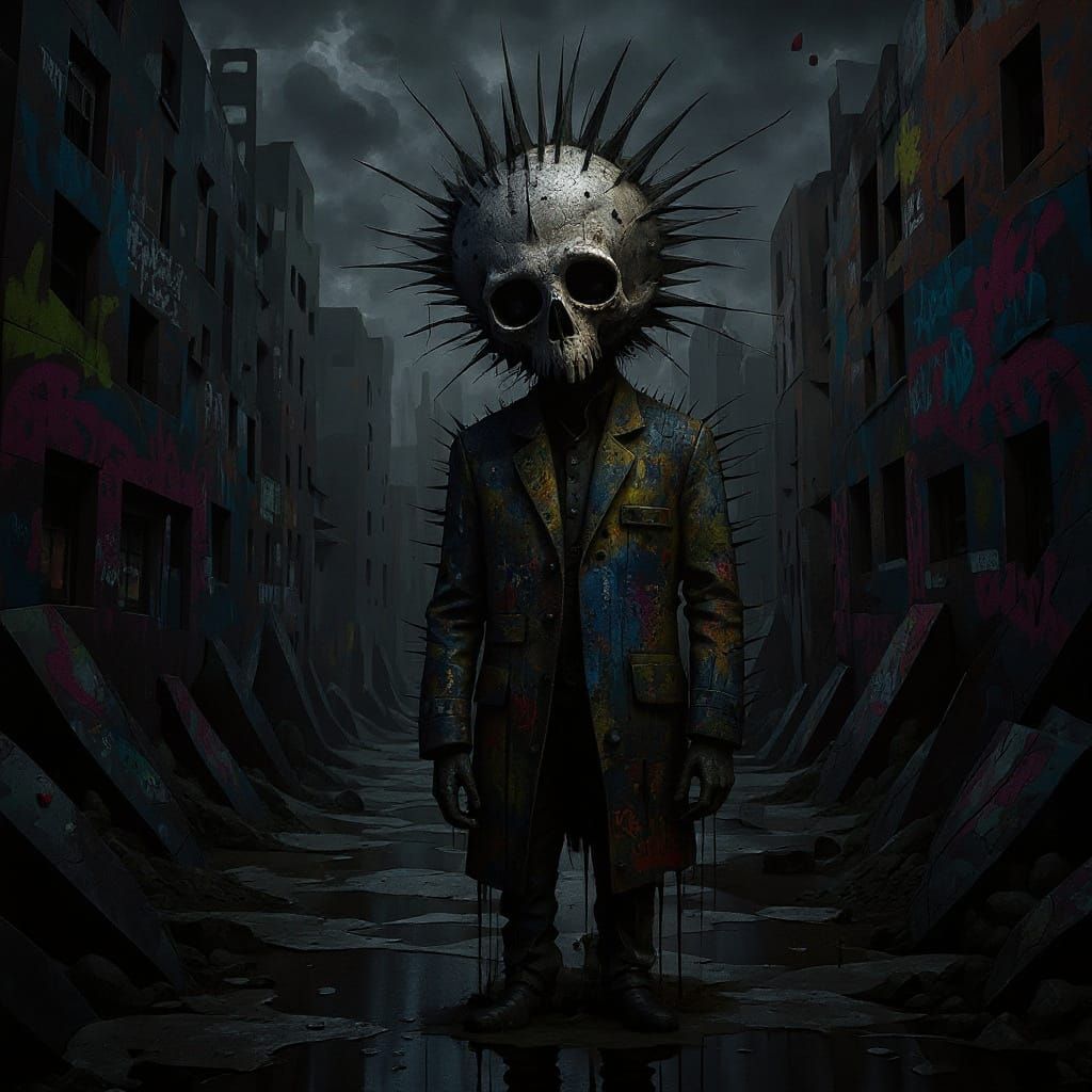 Urban Graffiti Art in Dark, Depressing Atmosphere