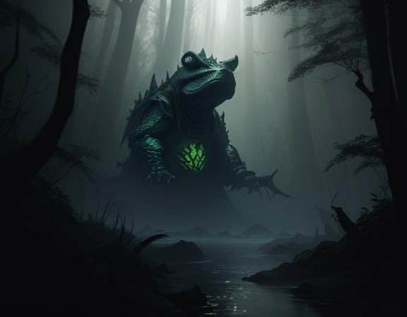 Menacing Bullywug Emerges: Dark Fantasy Concept Art