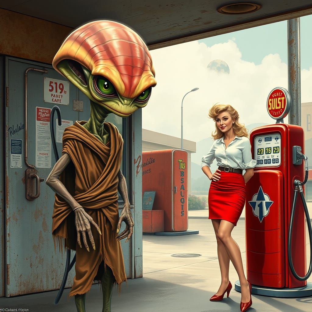 Hammer-Headed Alien Meets Blonde Beauty at Retro-Futuristic ...