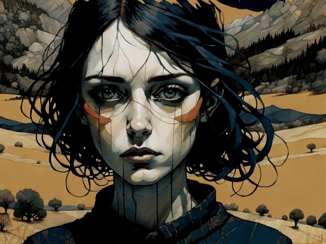 Ethereal Cursive Lines on the Horizon in a Muted Color Palet...