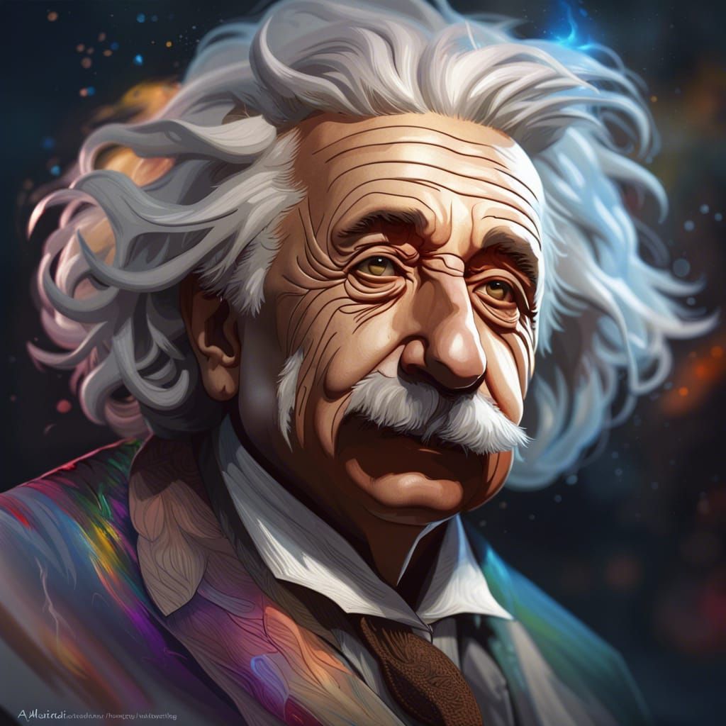 Detailed Portrait of Einstein in Art Nouveau Style
