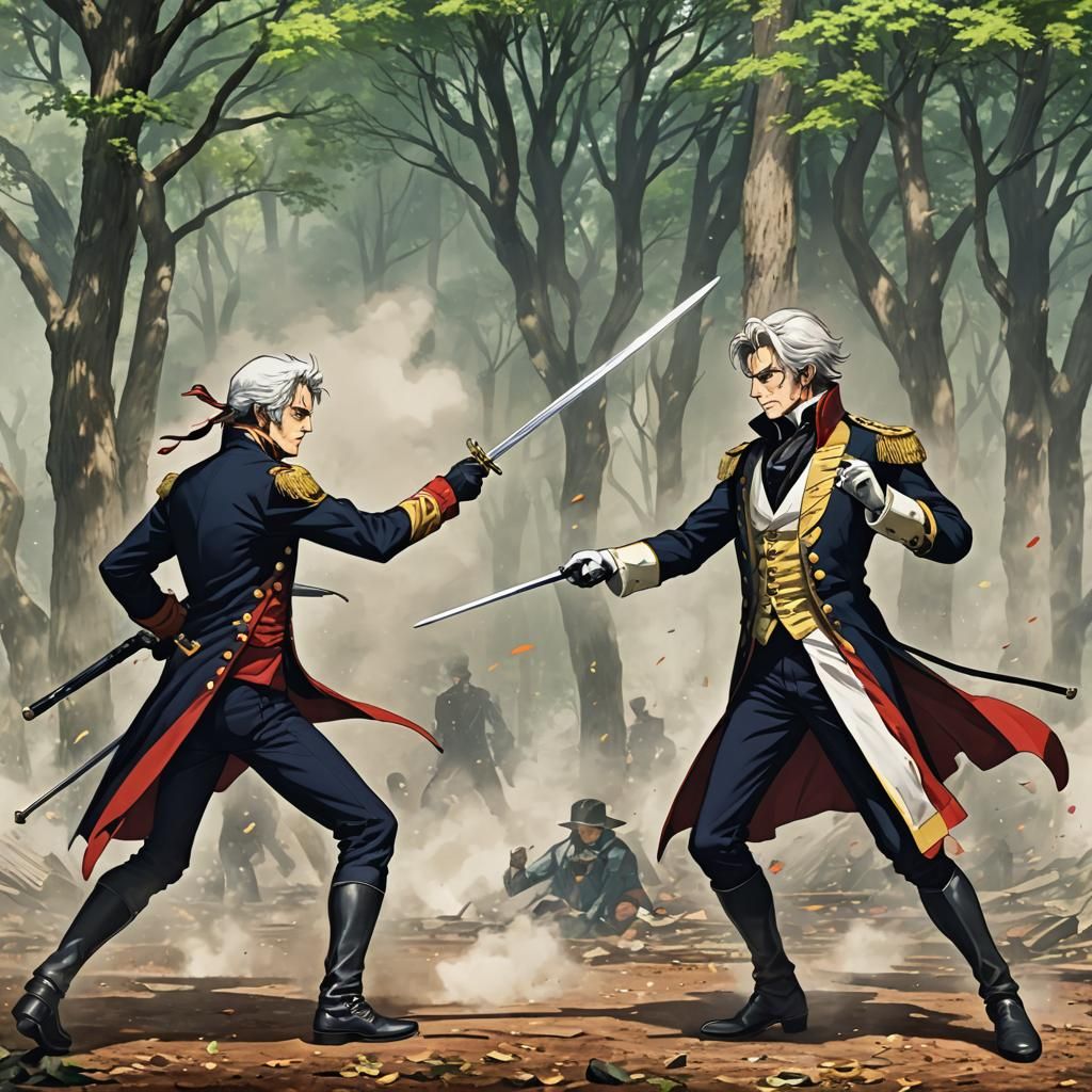 Andrew Jackson Dueling in Anime Style